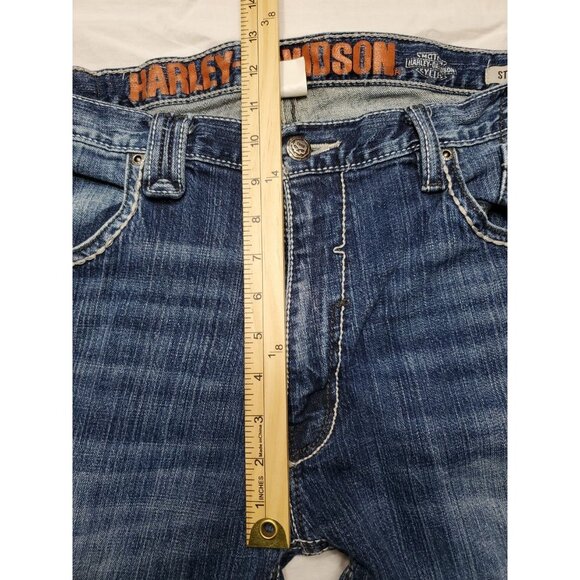 Harley Davidson Men's Jeans Medium Wash Straight Leg Boot Cut Biker Size 38x31 - Picture 10 of 13